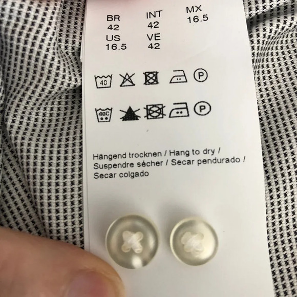 Boss Hugo Boss Isko Slim Fit Button Down Cotton Shirt Black + White Sz 16.5 NWOT - Picture 12 of 15